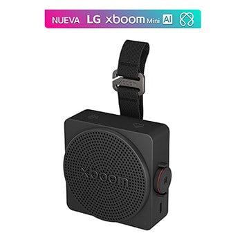 Vista frontal de LG xboom Mini by will.i.am | bocina portátil y compacta para tu estilo de vida xboom Mini negro